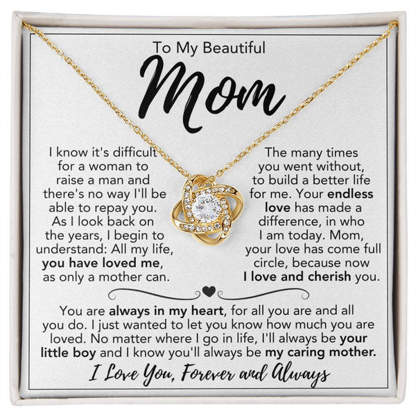 To My Beautiful Mom From Son | Love Knot Necklace