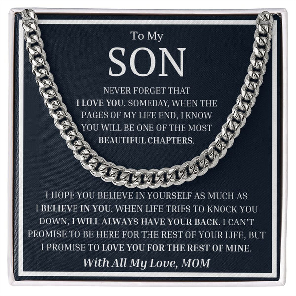 Gift Set - To My Son, Never Forget That I Love You -B | Cuban Link Chain