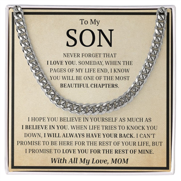 Gift Set - To My Son, Never Forget That I Love You | Cuban Link Chain