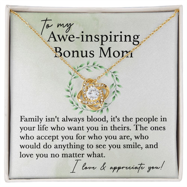 Gift Set - To My Awe-Inspiring Bonus Mom | Love Knot Necklace