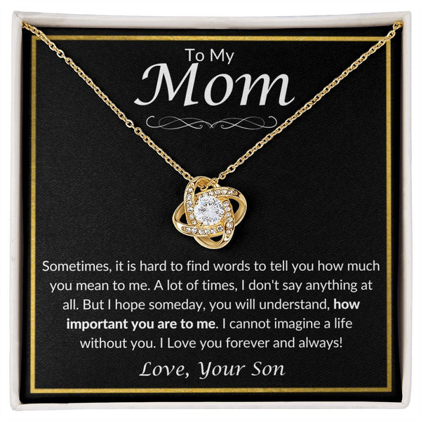 Gift Set - To My Mom, It's Hard to Find the Words | Love Knot Necklace