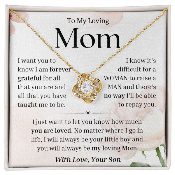 Gift Set - To My Loving Mom, Forever Grateful | Love Knot Necklace