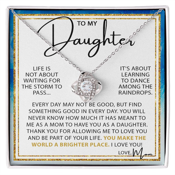 Gift Set - To My Daughter Make the World a Brighter Place | Love Knot Necklace