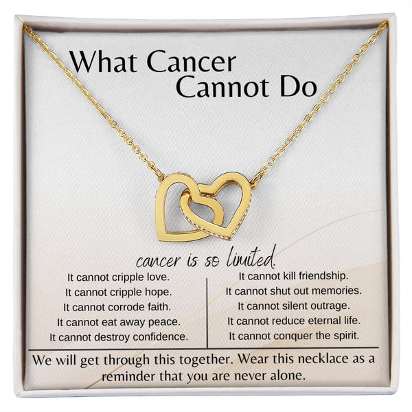 Gift Set - What Cancer Cannot Do | Interlocking Hearts Necklace