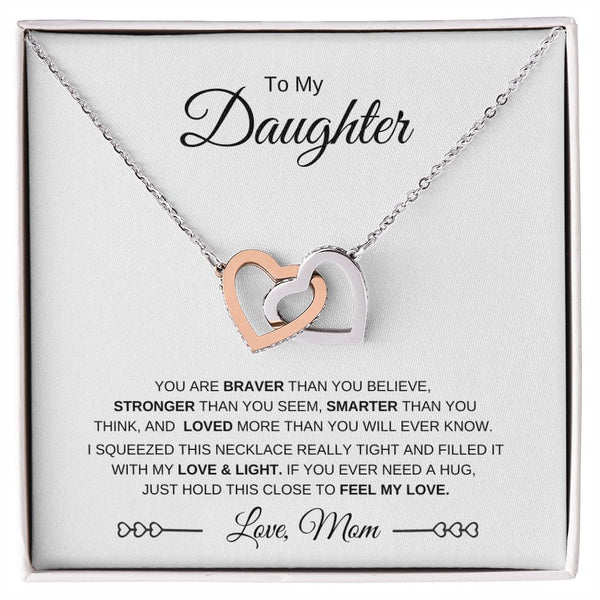 Gift Set - To My Daughter From Mom | Interlocking Heart Necklace