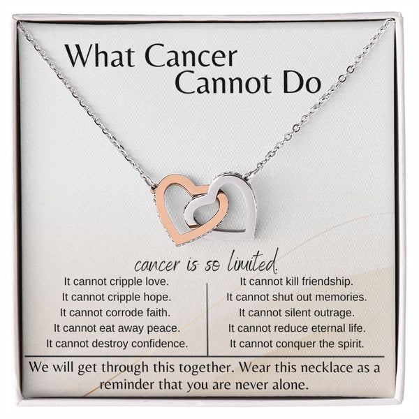 Gift Set - What Cancer Cannot Do | Interlocking Hearts Necklace