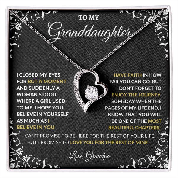Gift Set - To My Granddaughter, I Closed My Eyes For a Moment... |  Forever Love Necklace